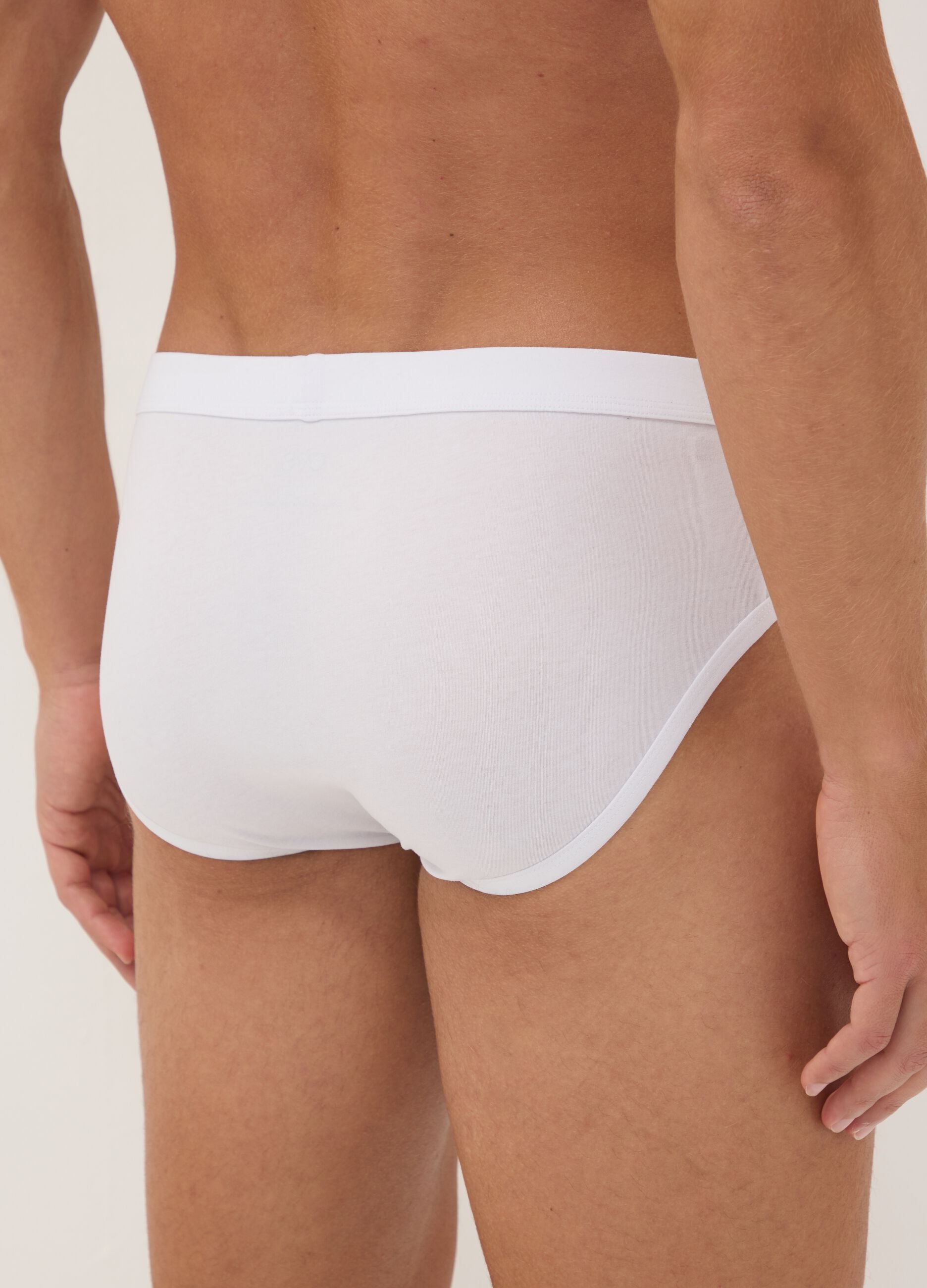 3er-Pack weisse Slips aus elastischer extrafeiner Baumwolle