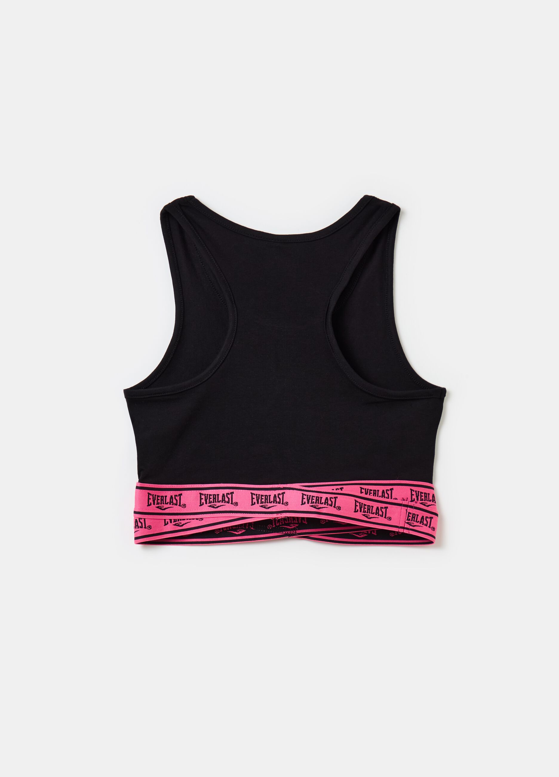 Crop sports top with crossover elastic