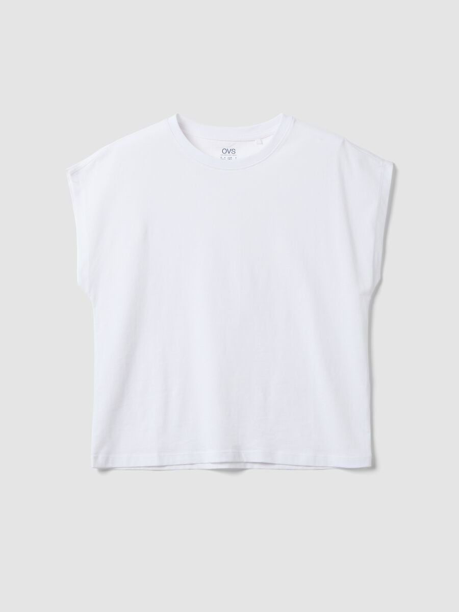White pure cotton short-sleeve T-shirt, regular fit_4