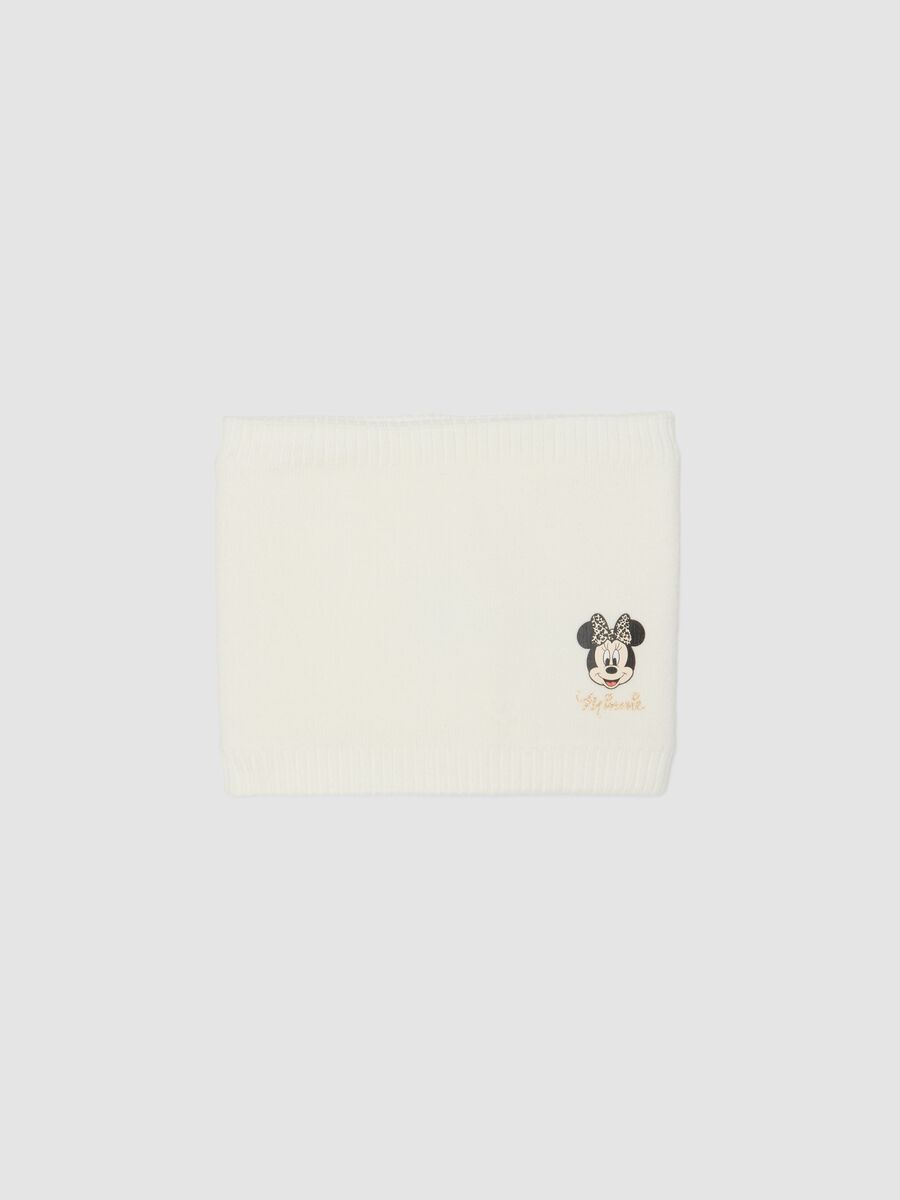 White viscose-blend scarf with Minnie print_0