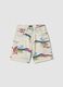 Beige pure cotton shorts with all-over print_3