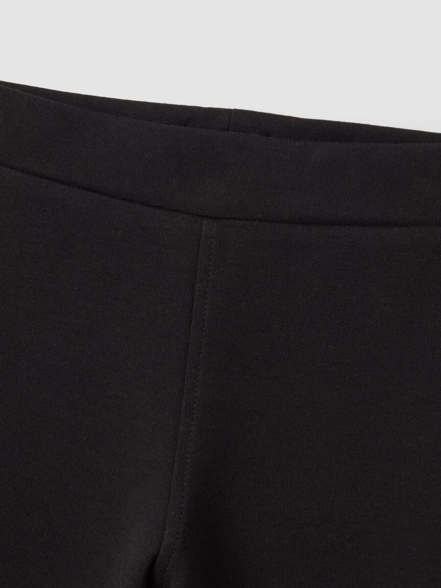 Black flared-fit stretch cotton leggings for girls_2
