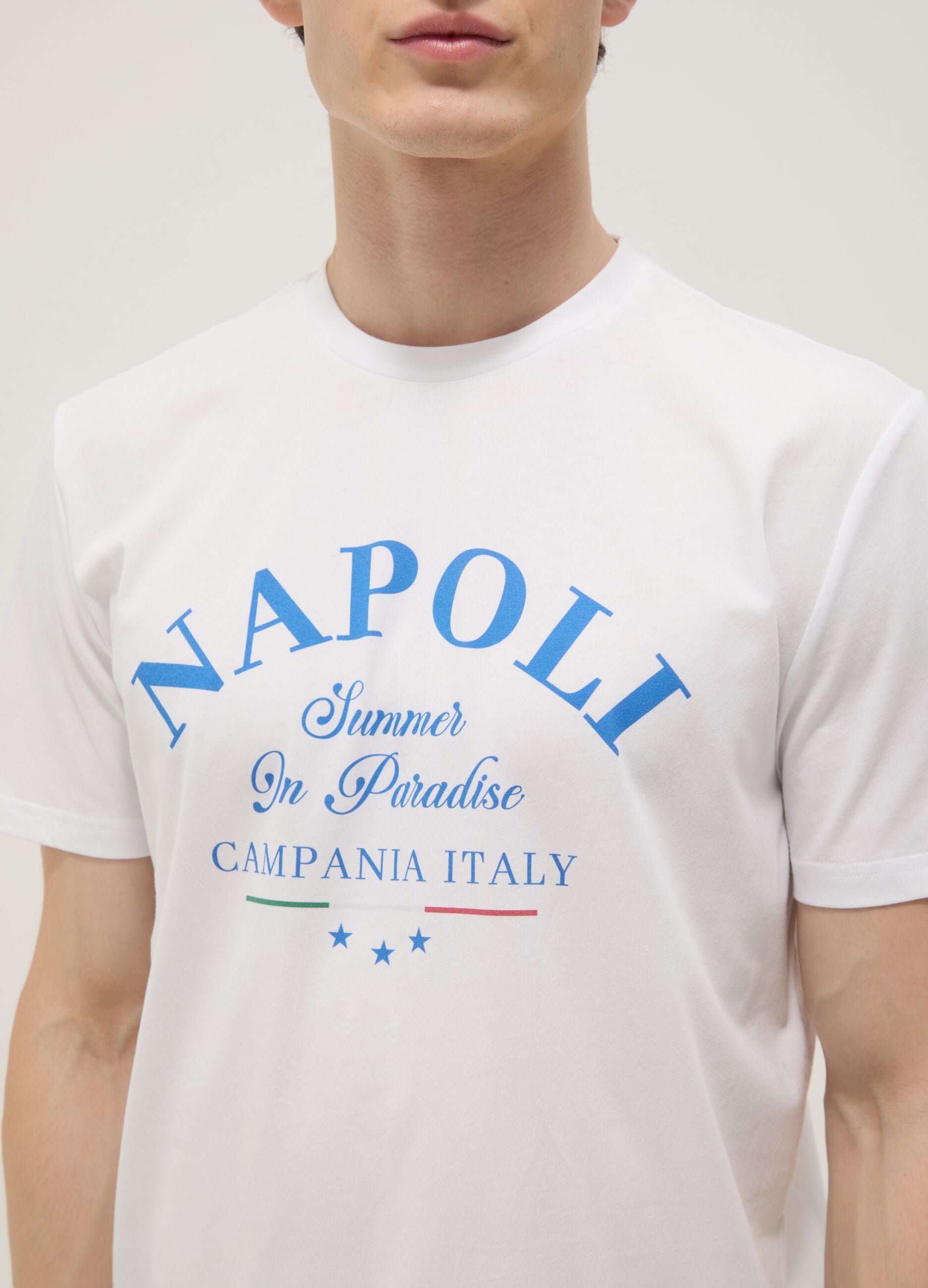 Wei&szlig;es T-Shirt aus reiner Baumwolle mit Print, Regular Fit