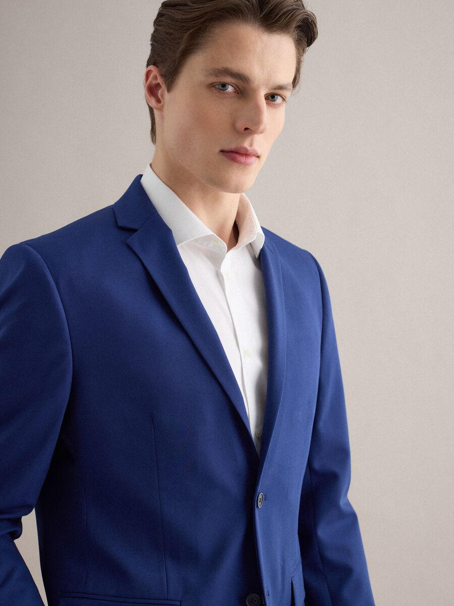 Blue Slim Fit Single-Breasted Blazer_2