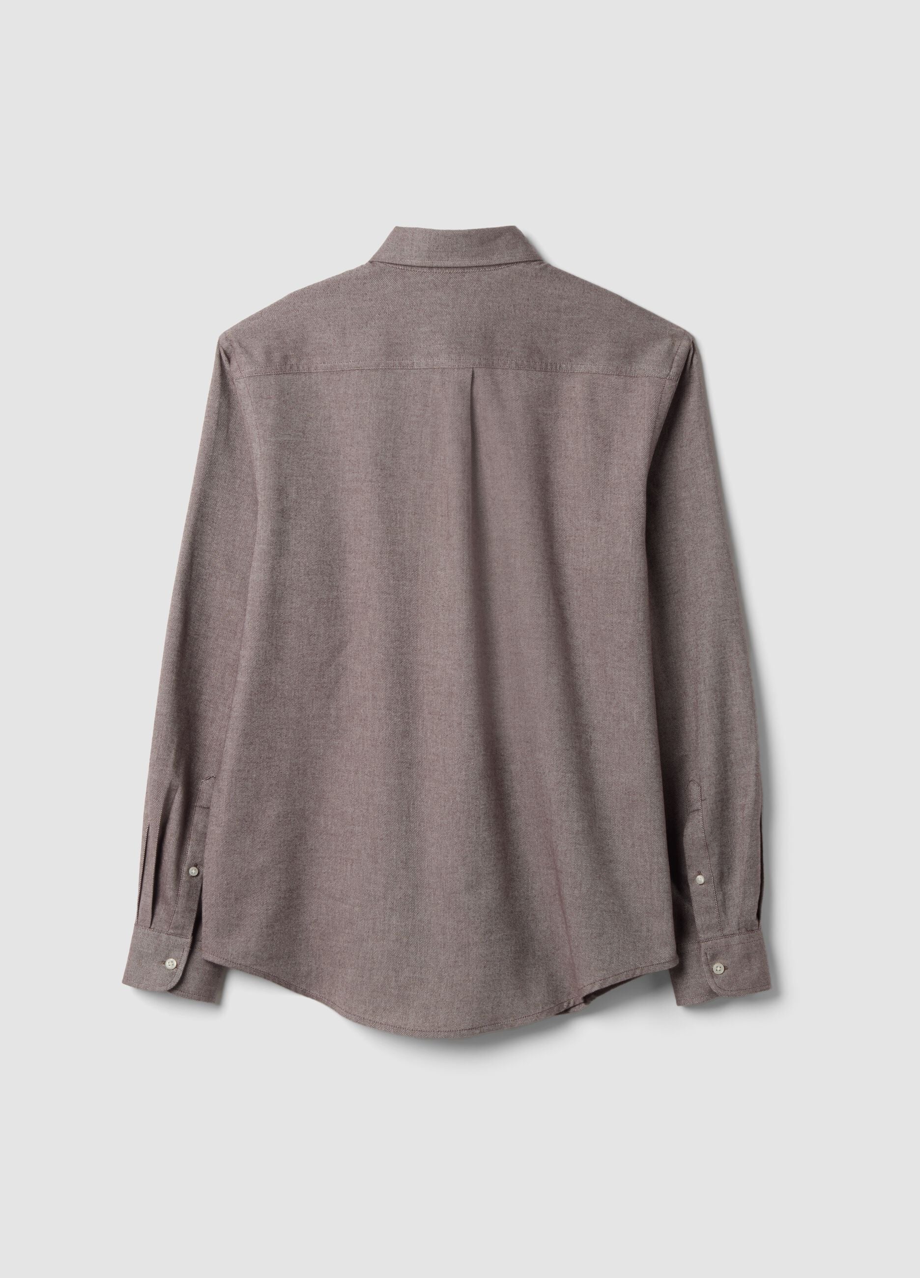 Taupe grey pure cotton flannel shirt, button-down, regular fit