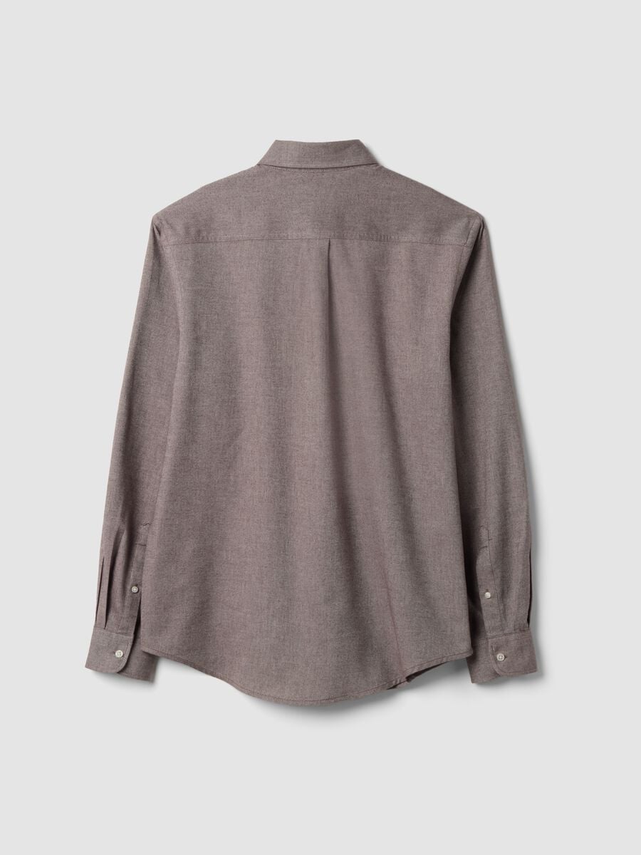 Taupe grey pure cotton flannel shirt, button-down, regular fit_2
