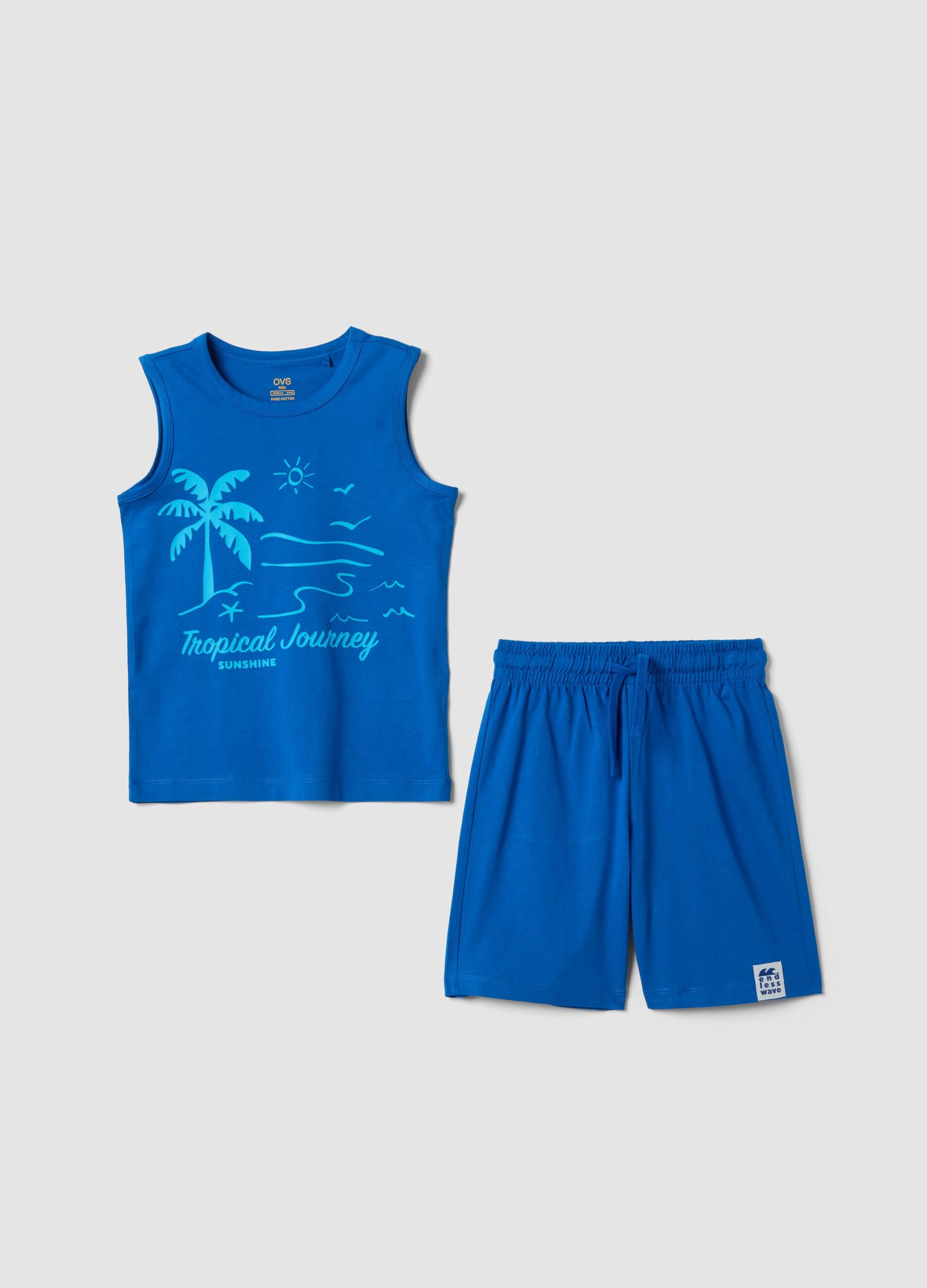 Blue pure cotton set with top and shorts