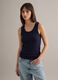 Blue regular fit stretch cotton tank top_0
