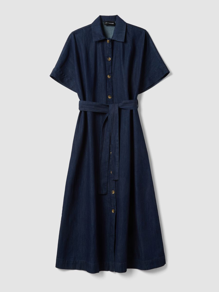 Long blue pure cotton maxi dress_4