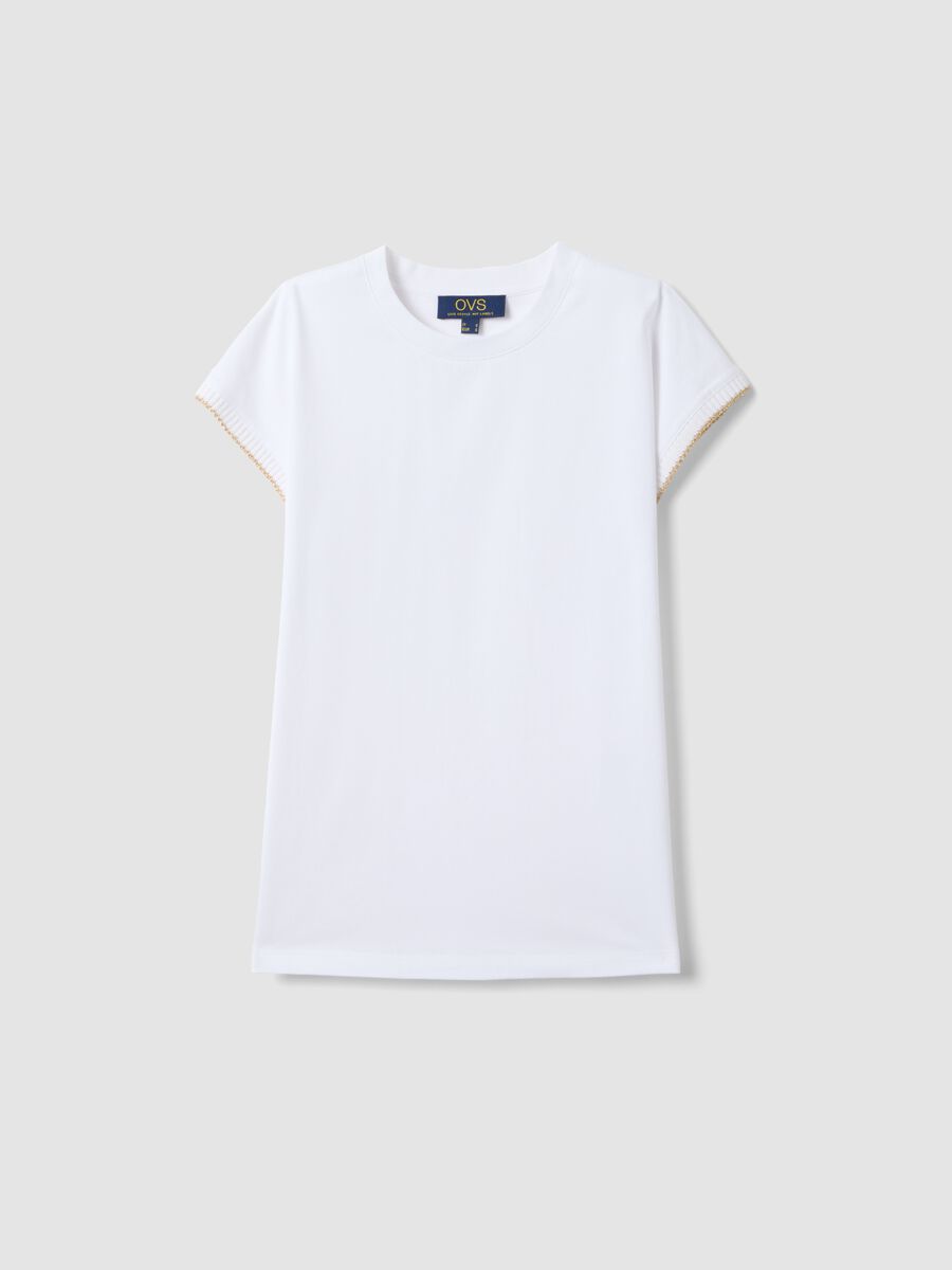 White sleeveless pure cotton T-shirt, regular fit_4