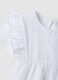 Girls&rsquo; white pure cotton T-shirt, regular fit, with ruffle sleeves_3