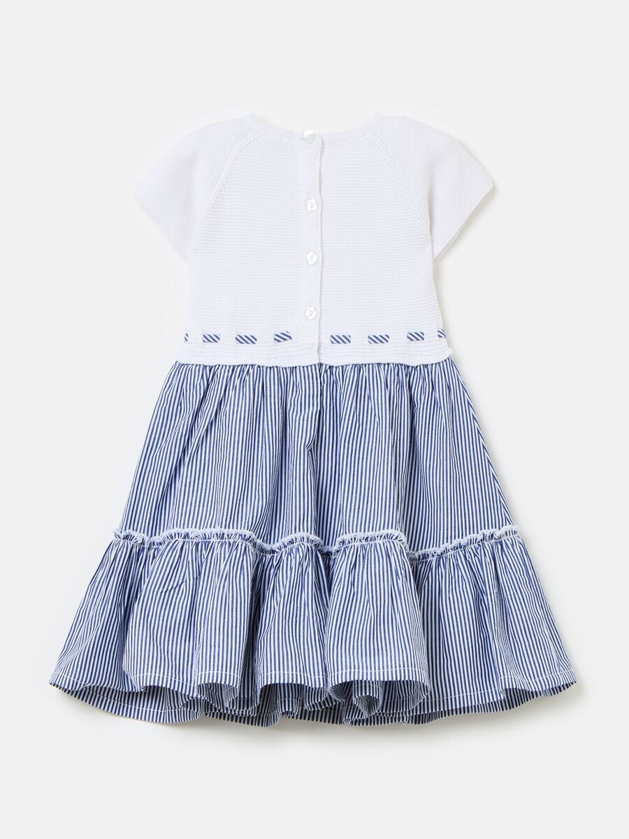 Two-part cotton dress with striped skirt_1
