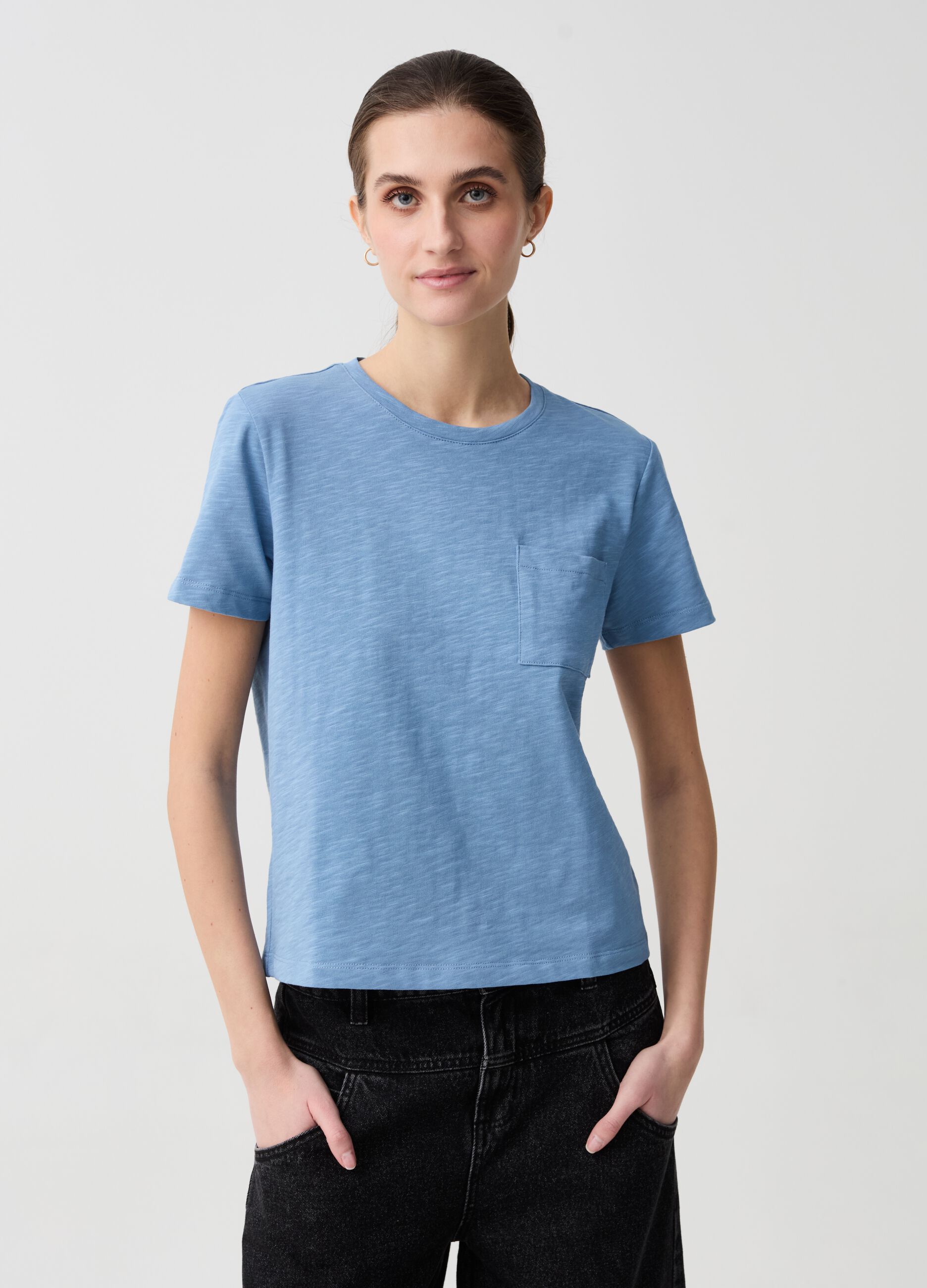 Camiseta Essential de algodón jaspeado con bolsillo
