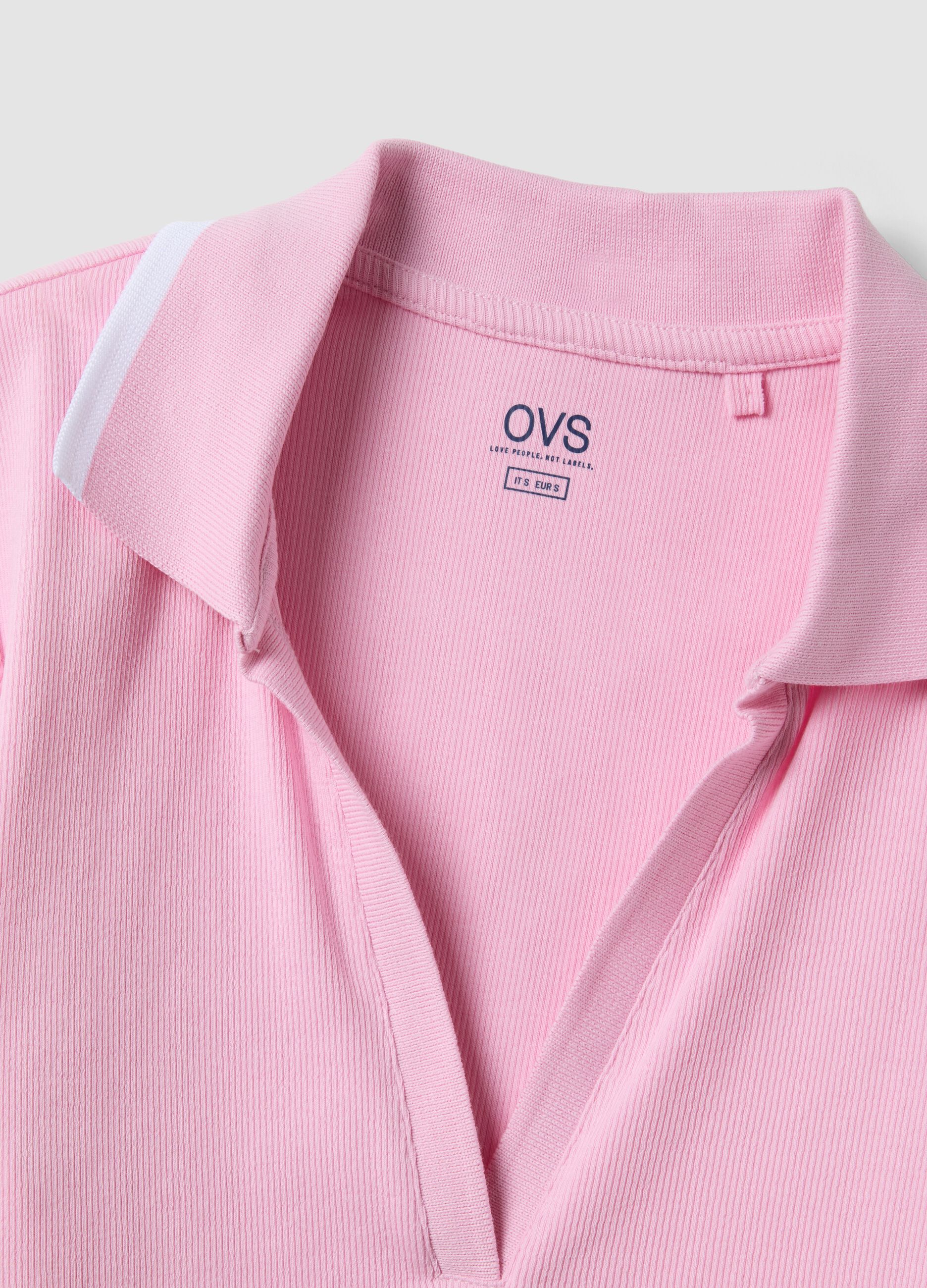 Pink stretch cotton short-sleeve polo shirt, regular fit