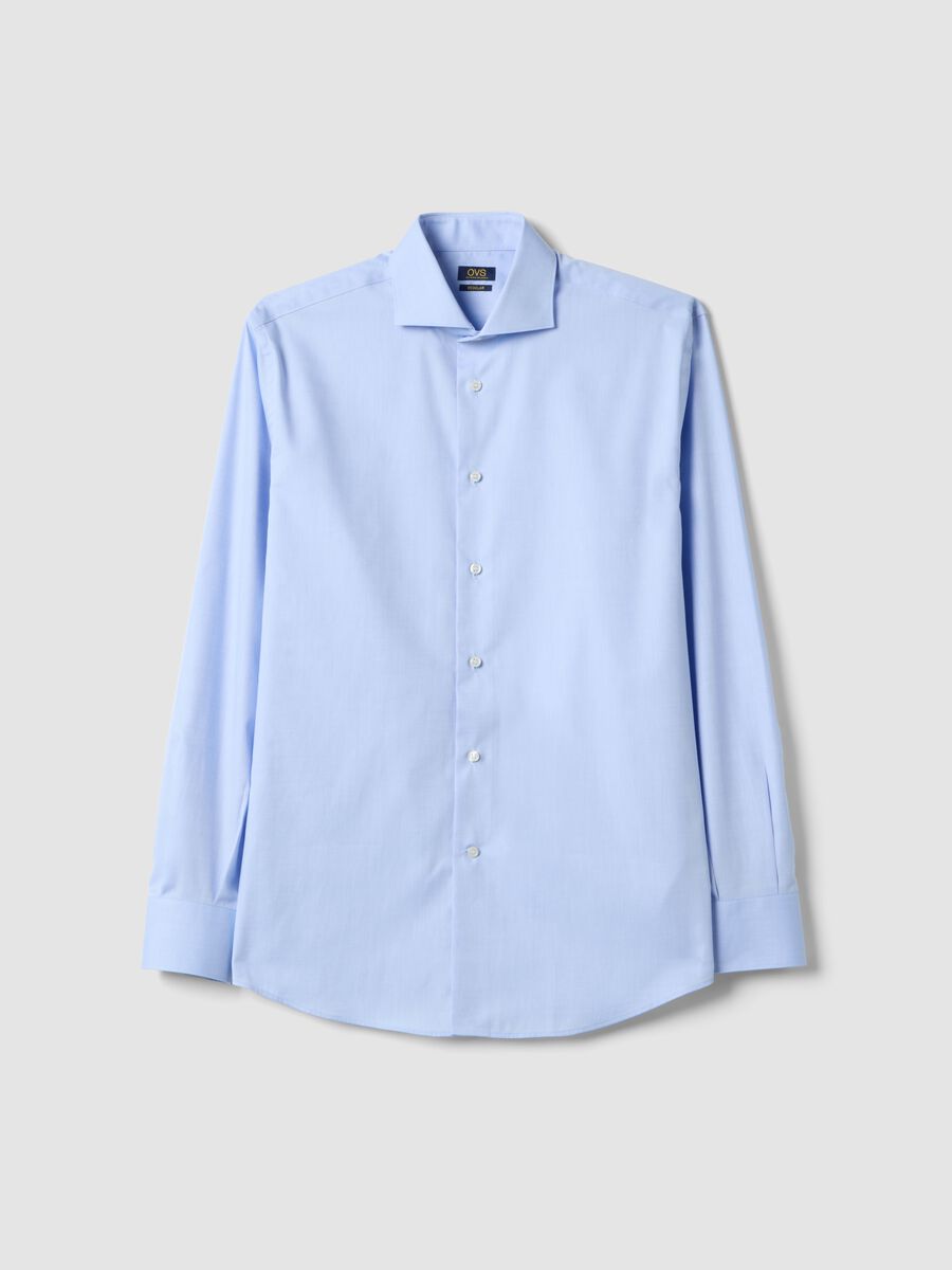 Light blue pure cotton regular fit easy iron shirt_0