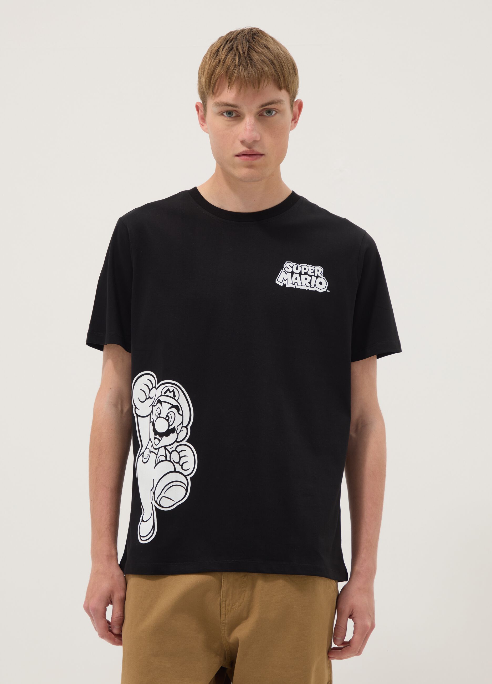 Black pure cotton T-shirt with graphic print