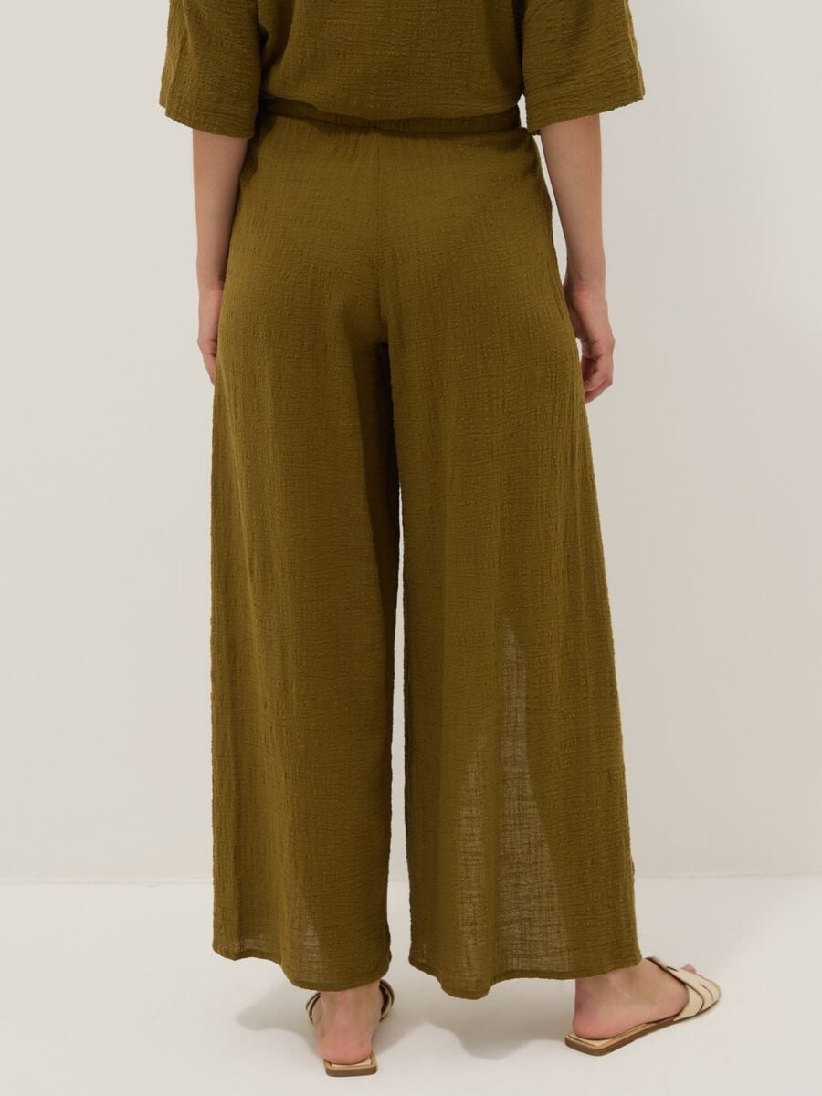 Green pure cotton beach trousers_3