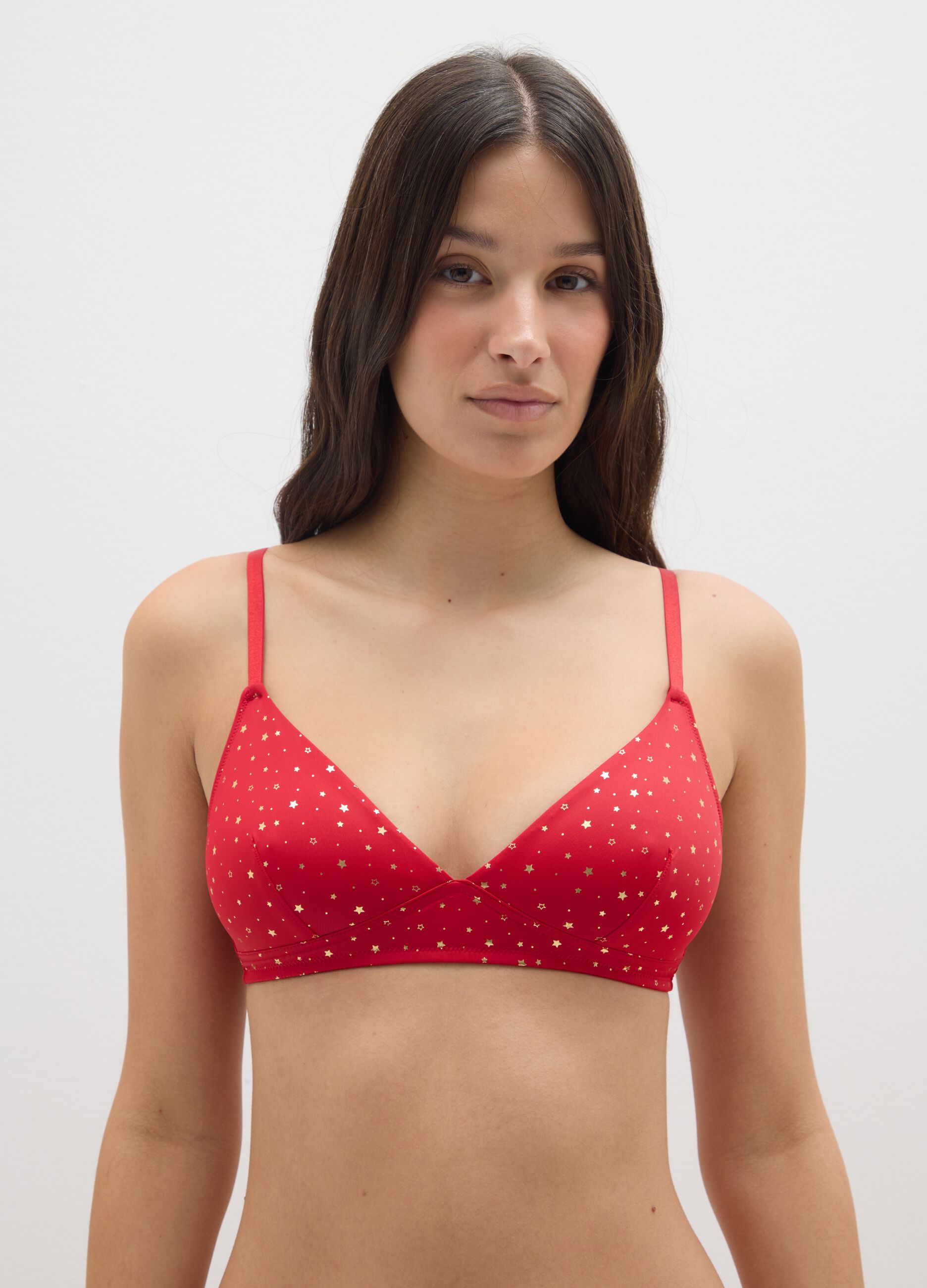 Red Triangle Bra with Stars