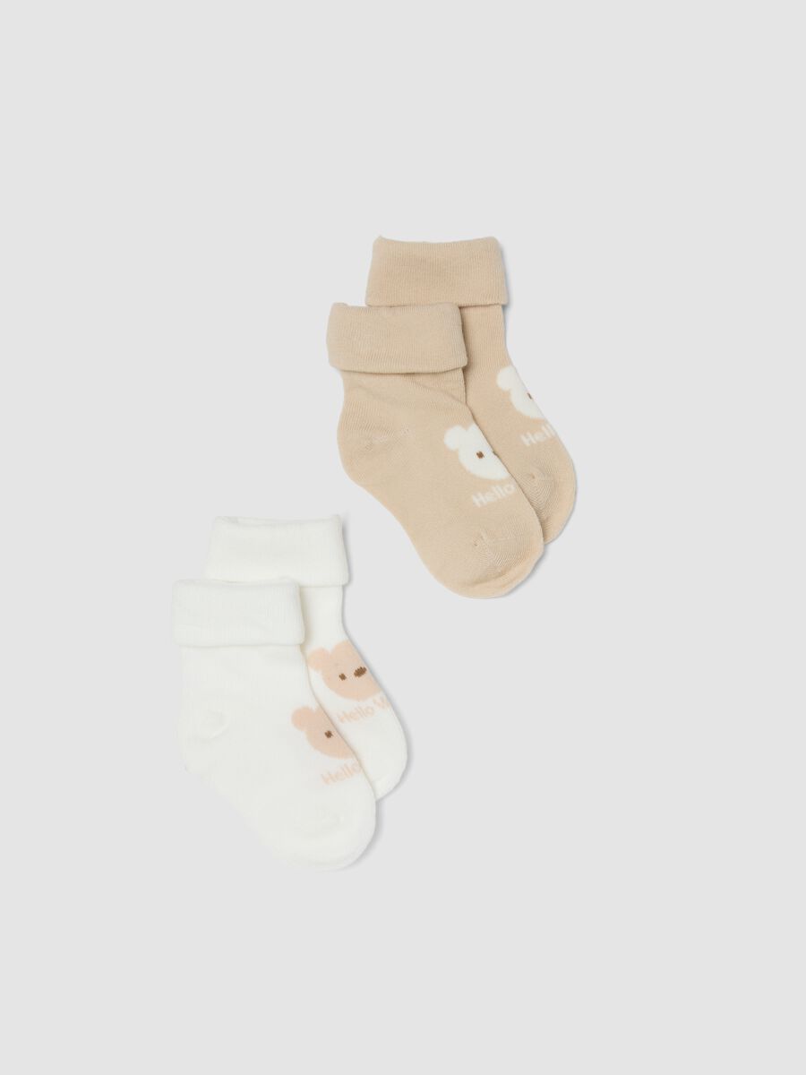 Twin pack of short socks in organic cotton blend multicolour for newborn_0