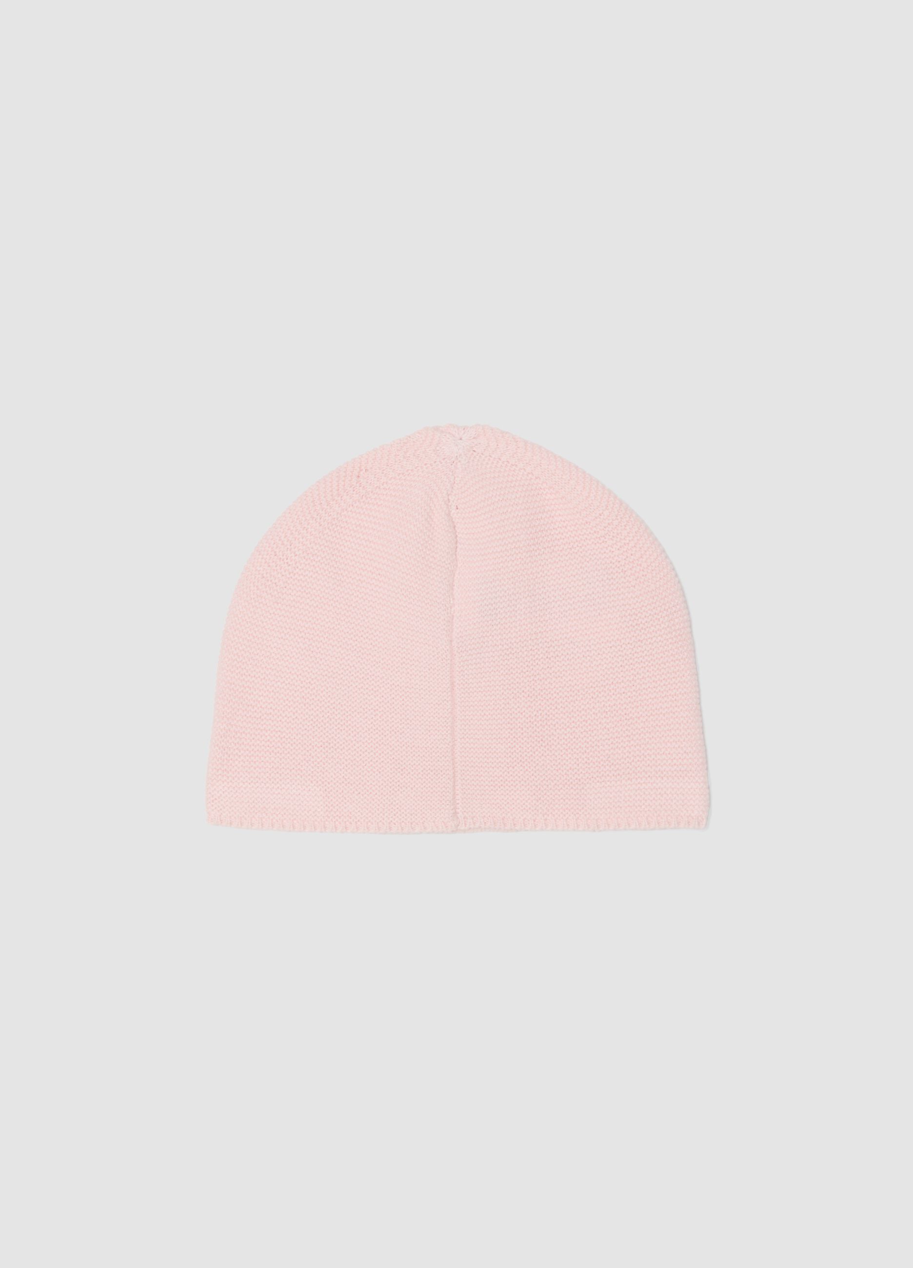 Pink pure organic cotton knitted hat for baby girl