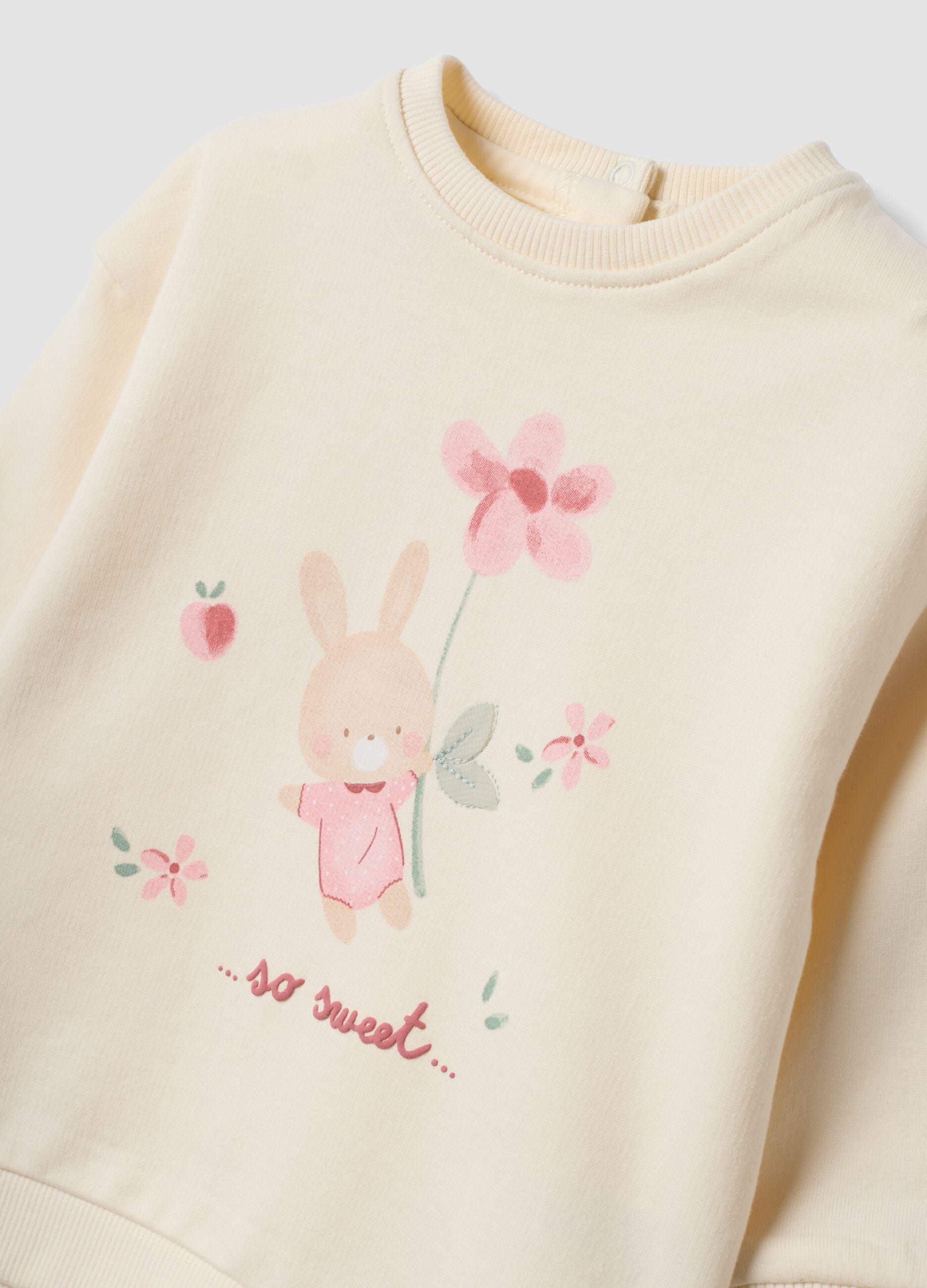 Violett-wei&szlig;es Baby-M&auml;dchen-Set aus Bio-Baumwolle mit H&auml;schen-Print