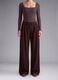 Pantaloni Easy Dry marroni in tessuto elasticizzato wide leg ALTAVIA STUDIO_3