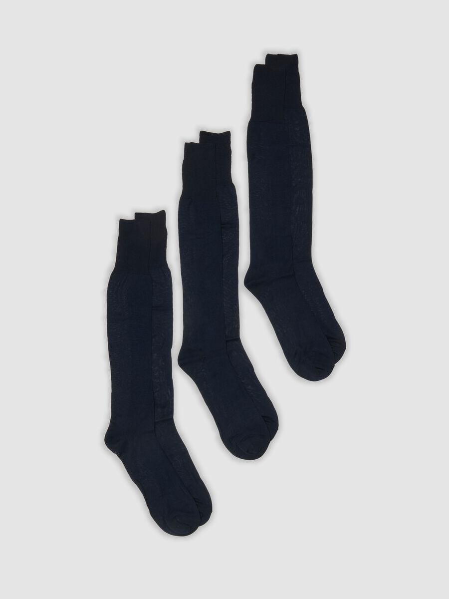 3-pack of long blue socks in pure cotton Fil d&rsquo;&Eacute;cosse_0