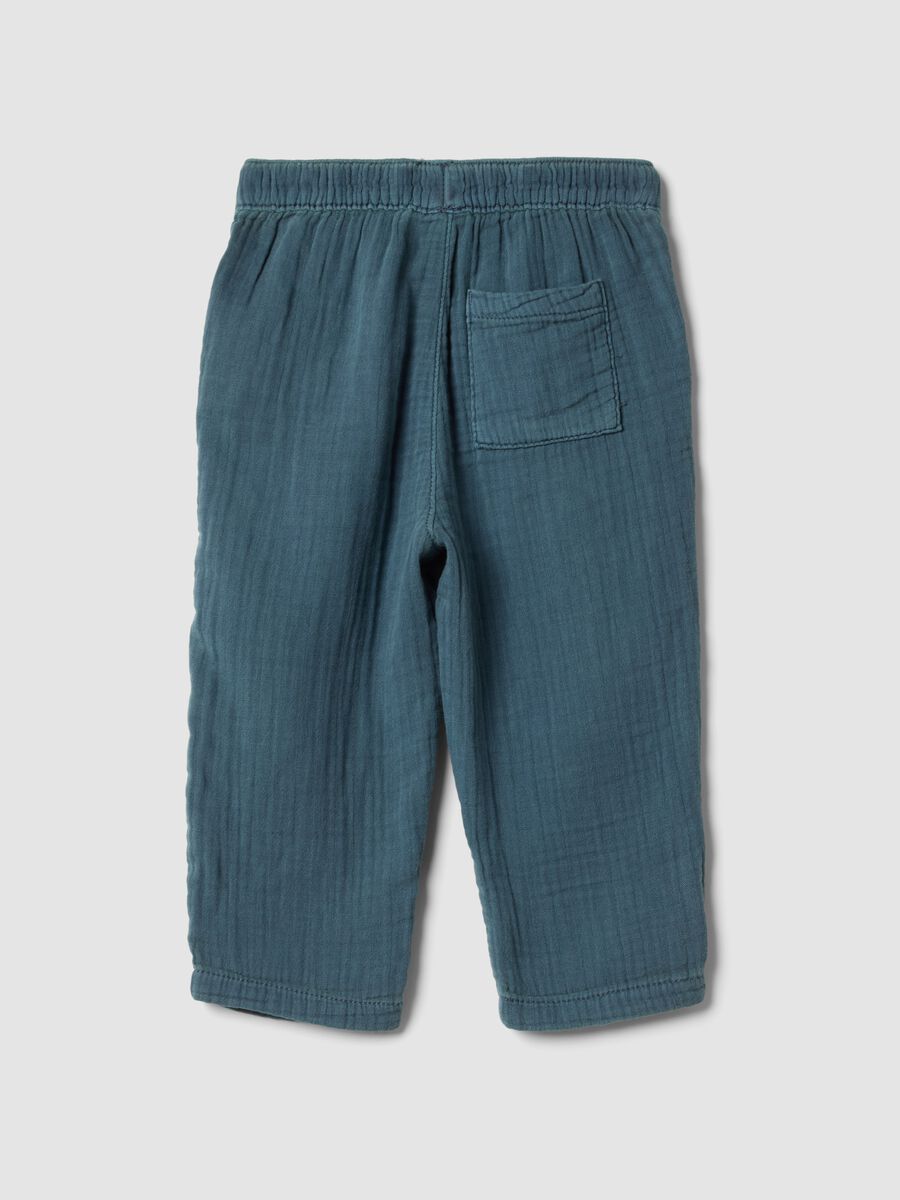 Pantaloni in puro cotone blu da bimbo regular fit_1