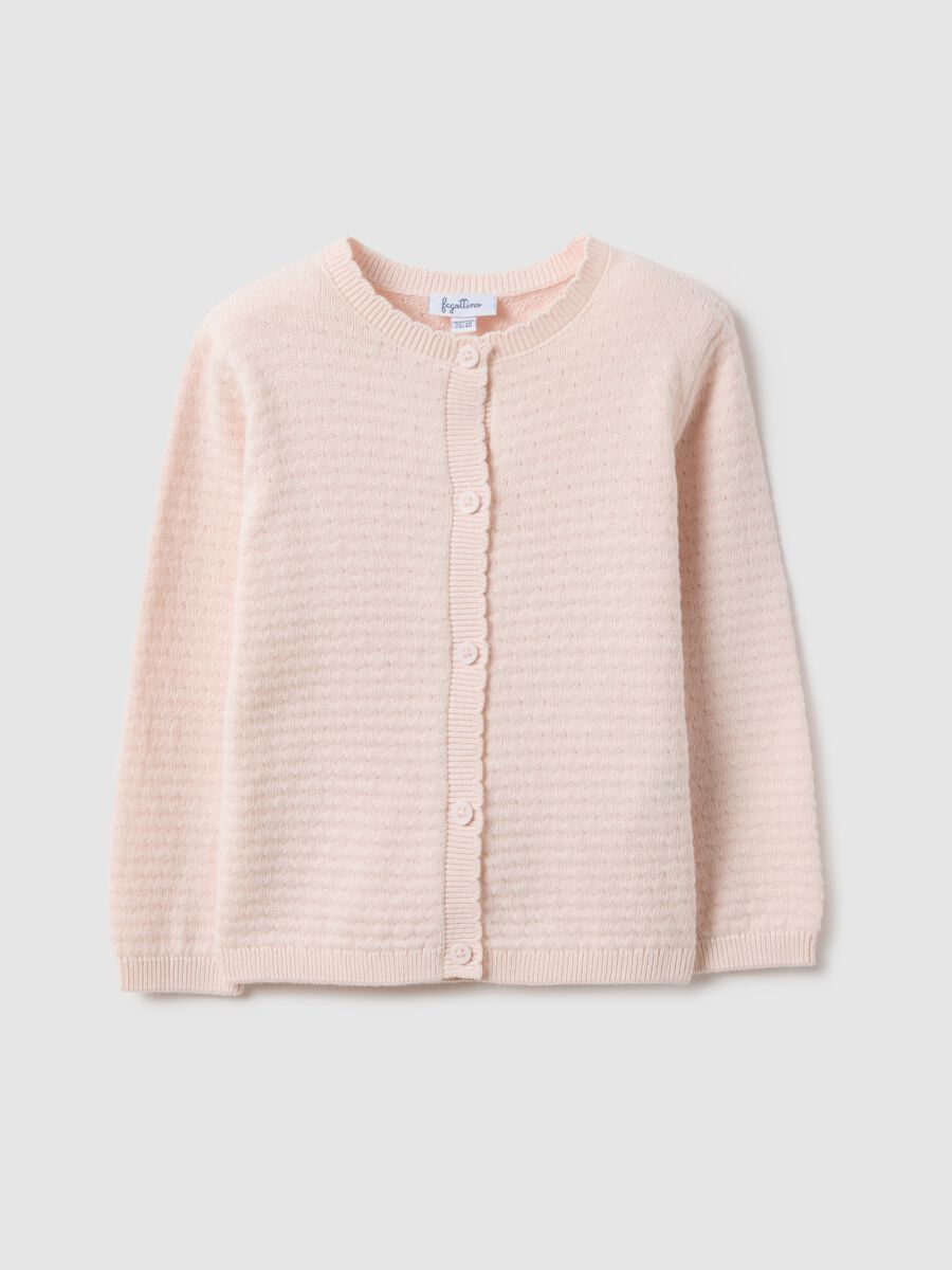 Cardig&atilde; rosa de puro algod&atilde;o ajuste regular para menina_0