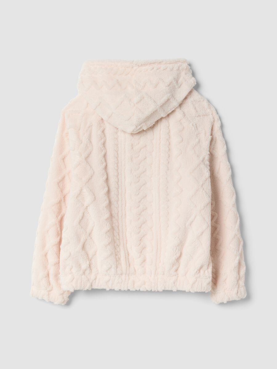 Pink sherpa hoodie with zip, regular fit_1