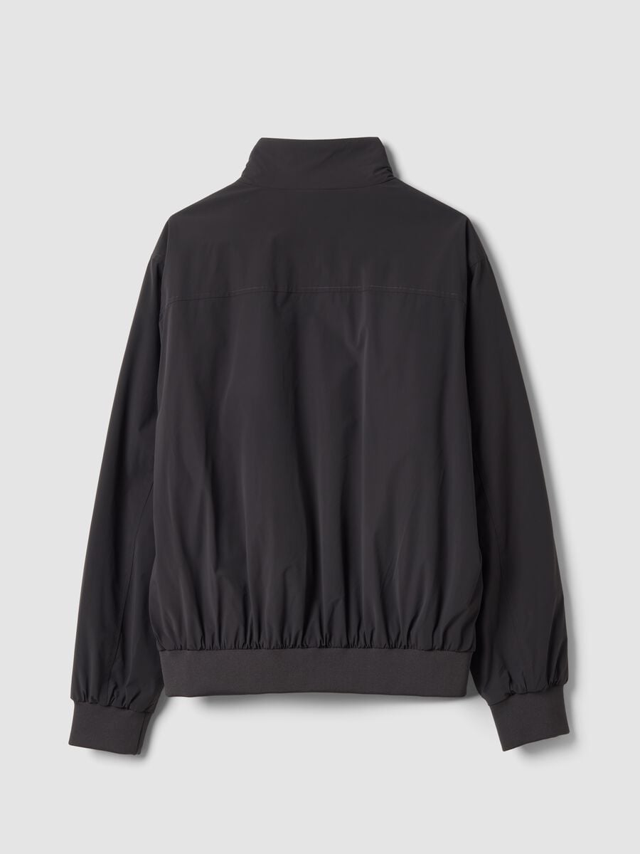 Black stretch-fabric jacket with zip_2