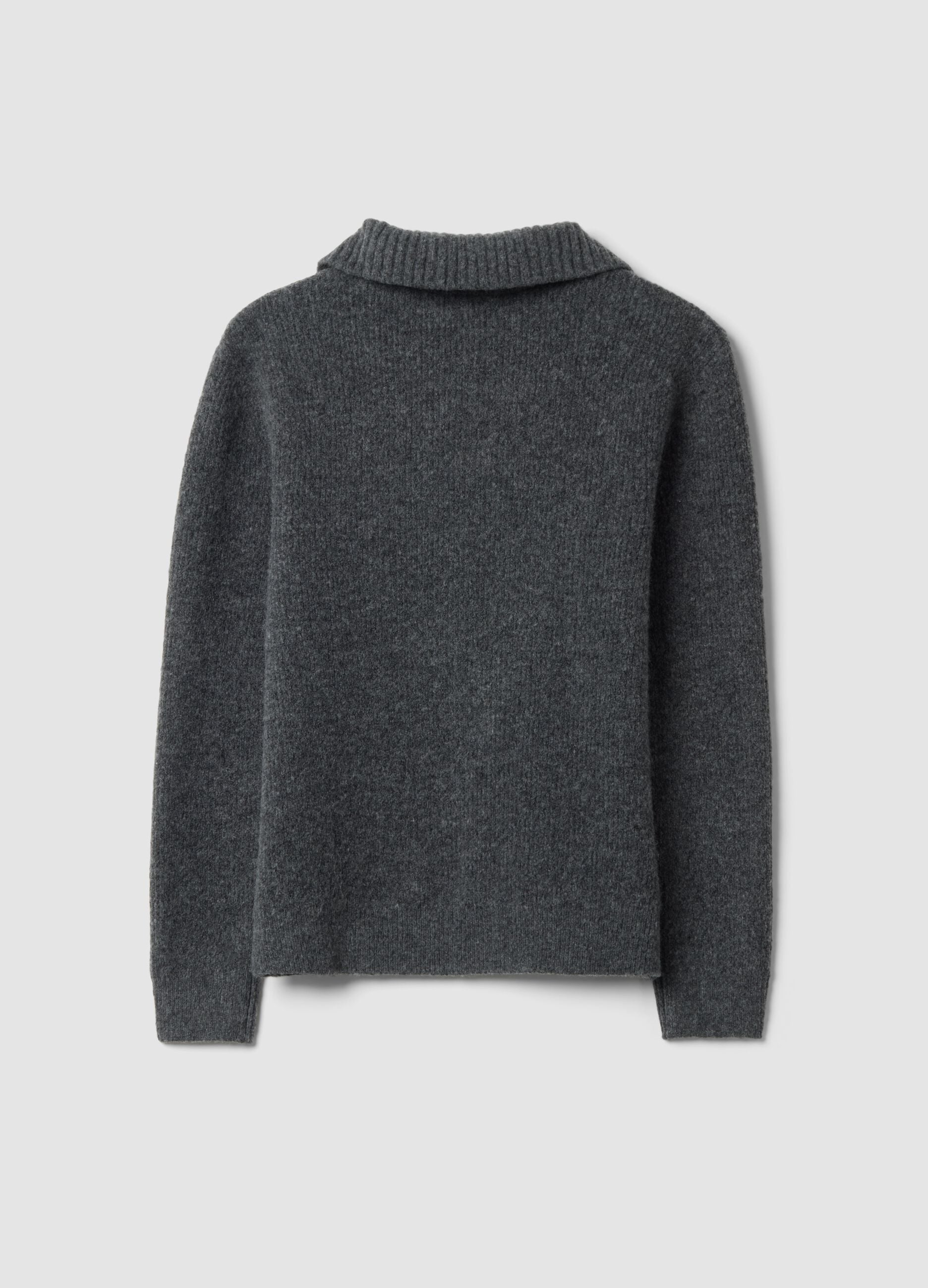 Grey regular-fit half-zip jumper in stretch wool