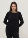Black regular fit long sleeve t-shirt with boat neckline_0