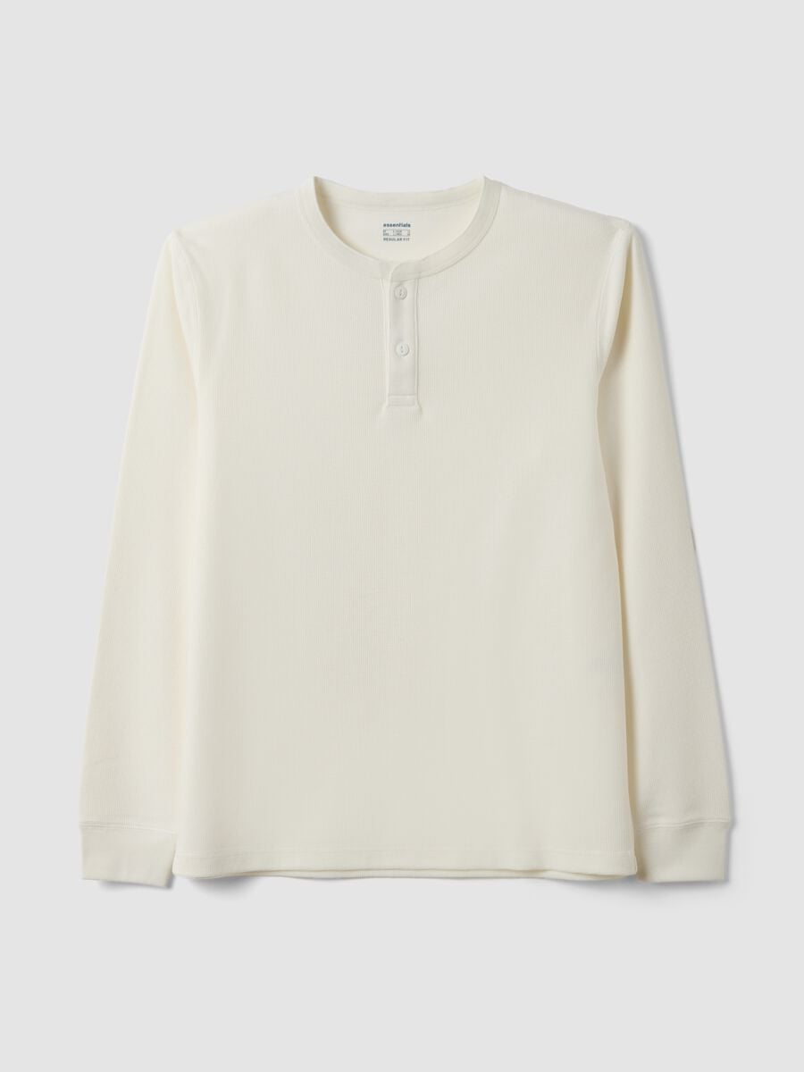 White regular-fit honeycomb viscose-blend T-shirt_0