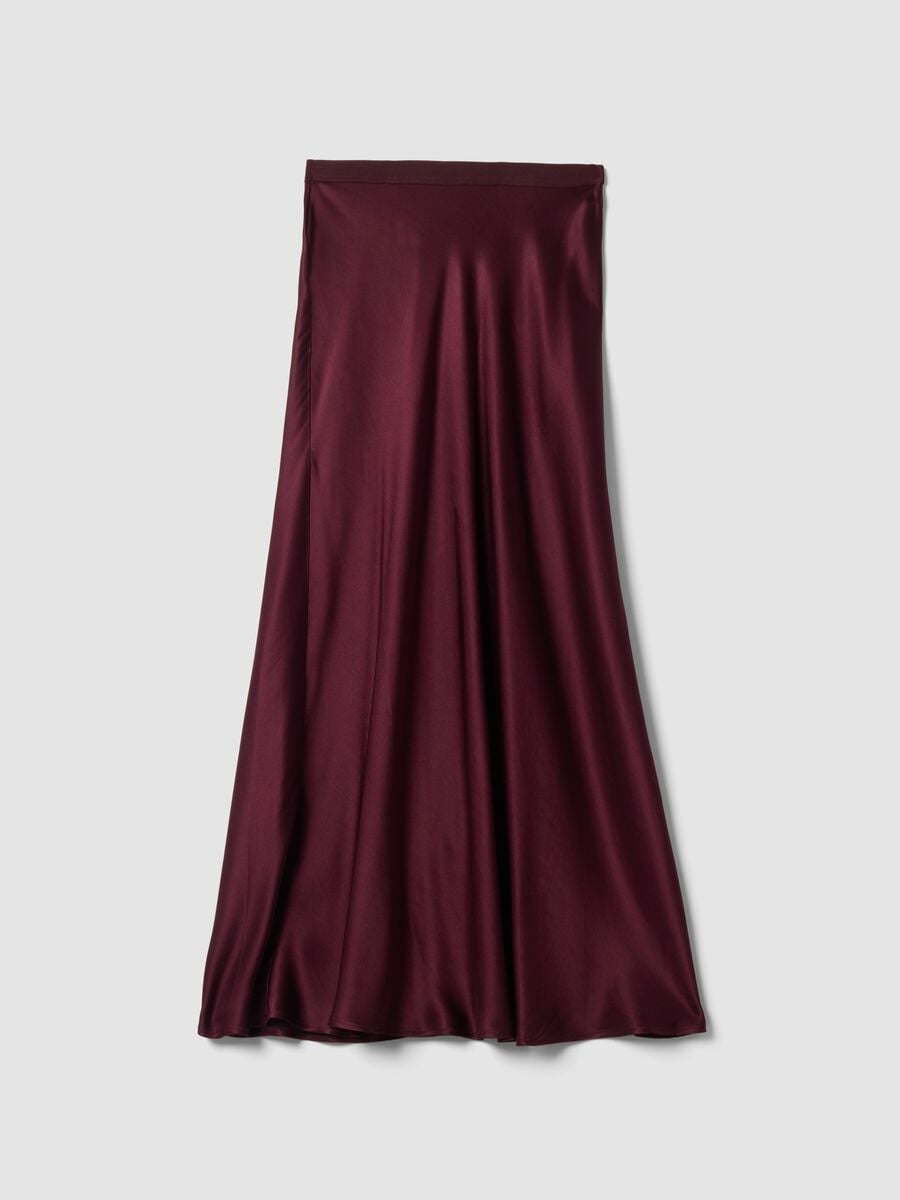 Long red skirt in pure viscose_0