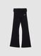 Black flared viscose-blend leggings with star embroidery_0