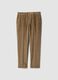 Pantaloni marroni in cotone elasticizzato a coste_0