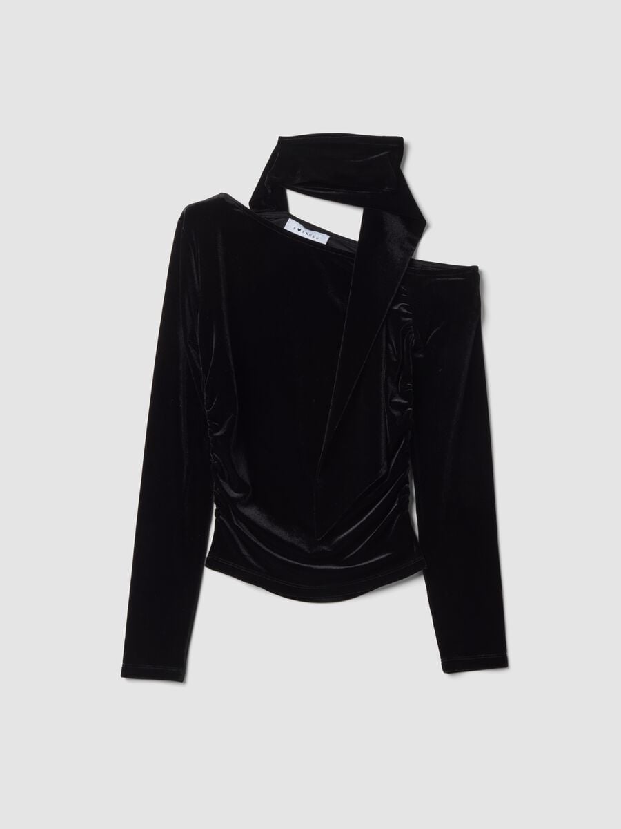 Black stretch top with crew neck_0