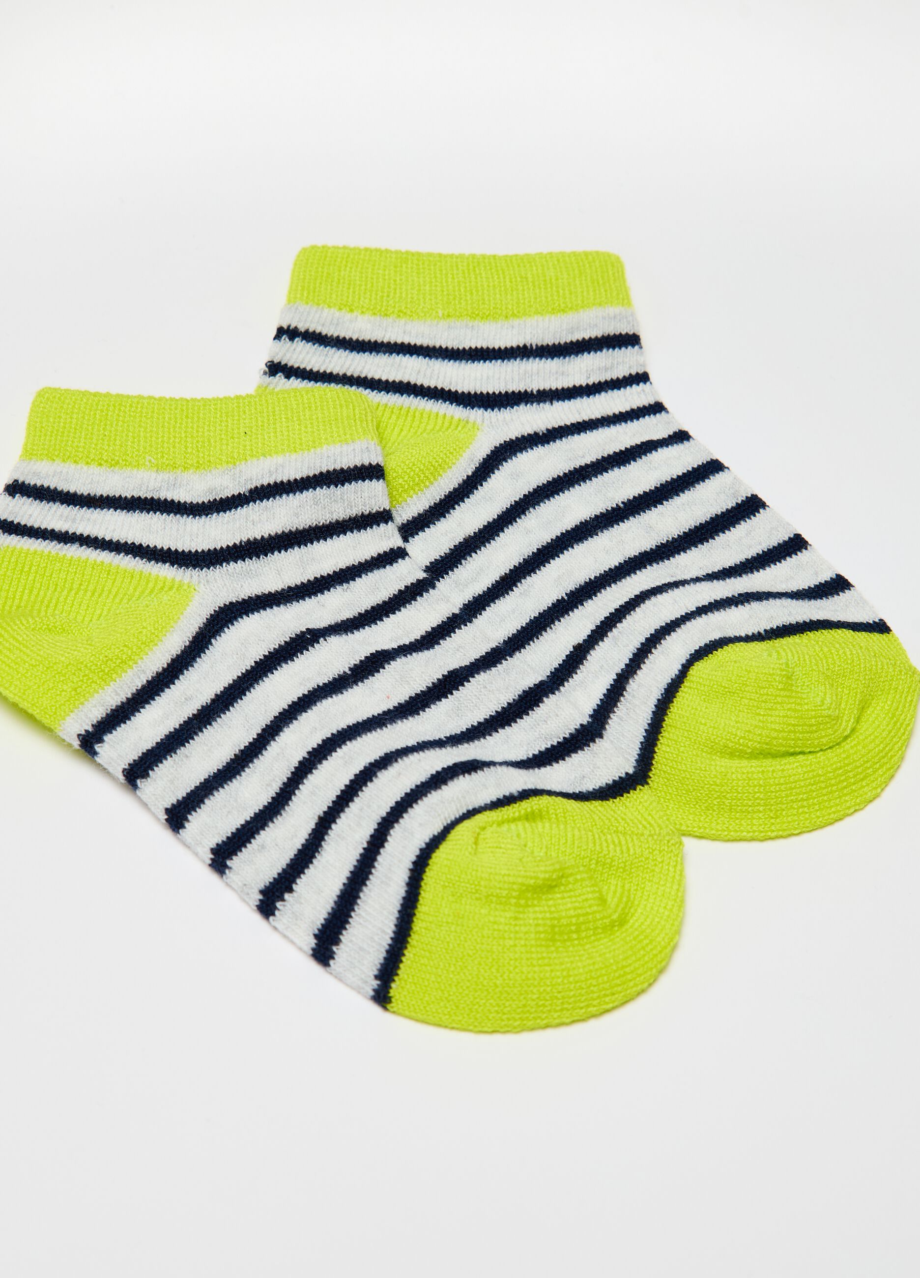 Seven-pair pack short striped socks