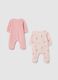 Two-pack pink cotton baby bodysuits with snap closure_1