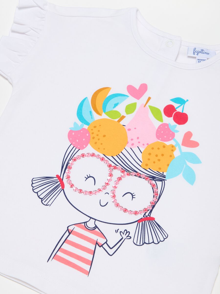T-shirt with frills and print_2