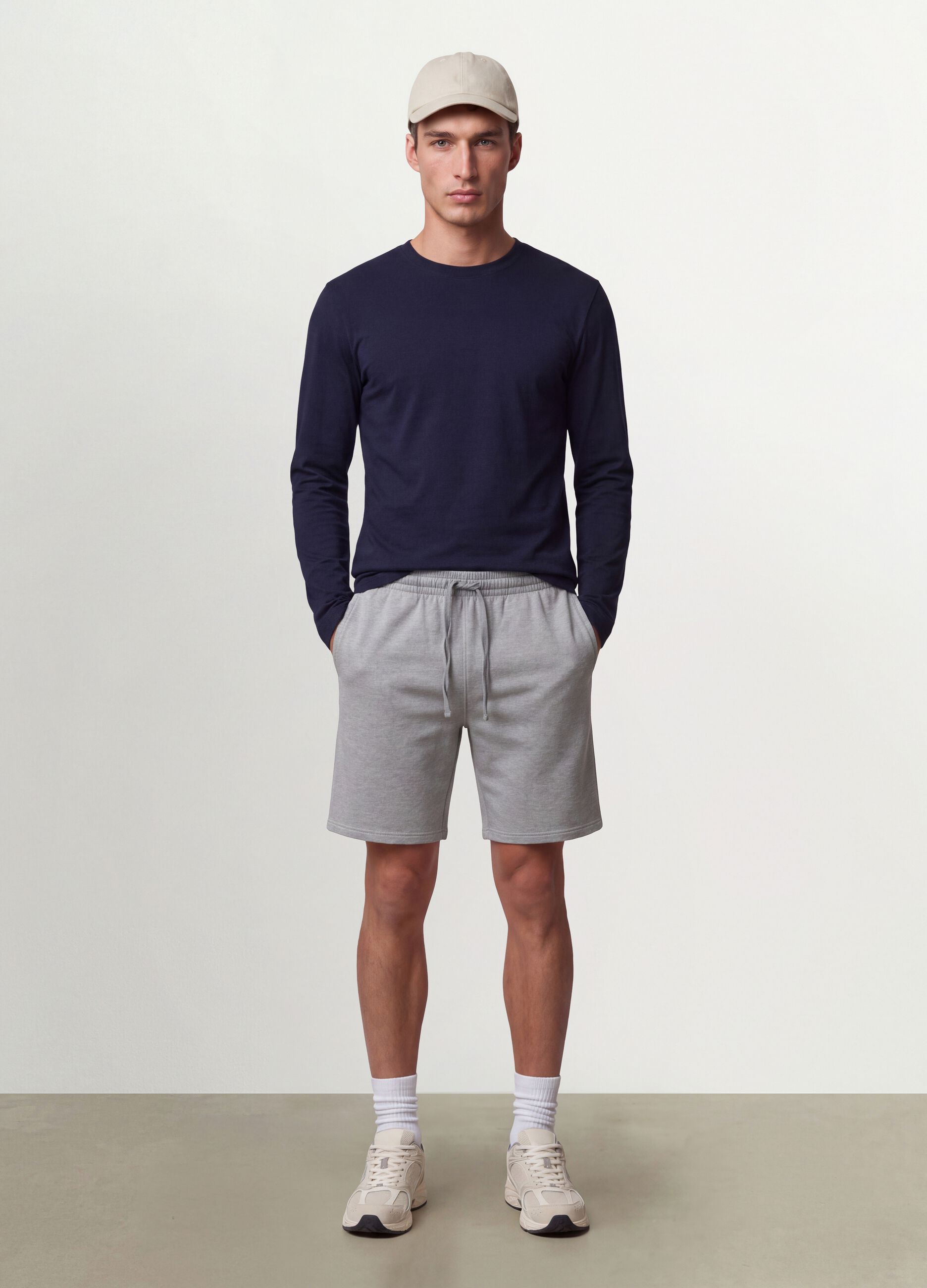 Graue Shorts aus Baumwollmix mit elastischem Bund, Regular Fit