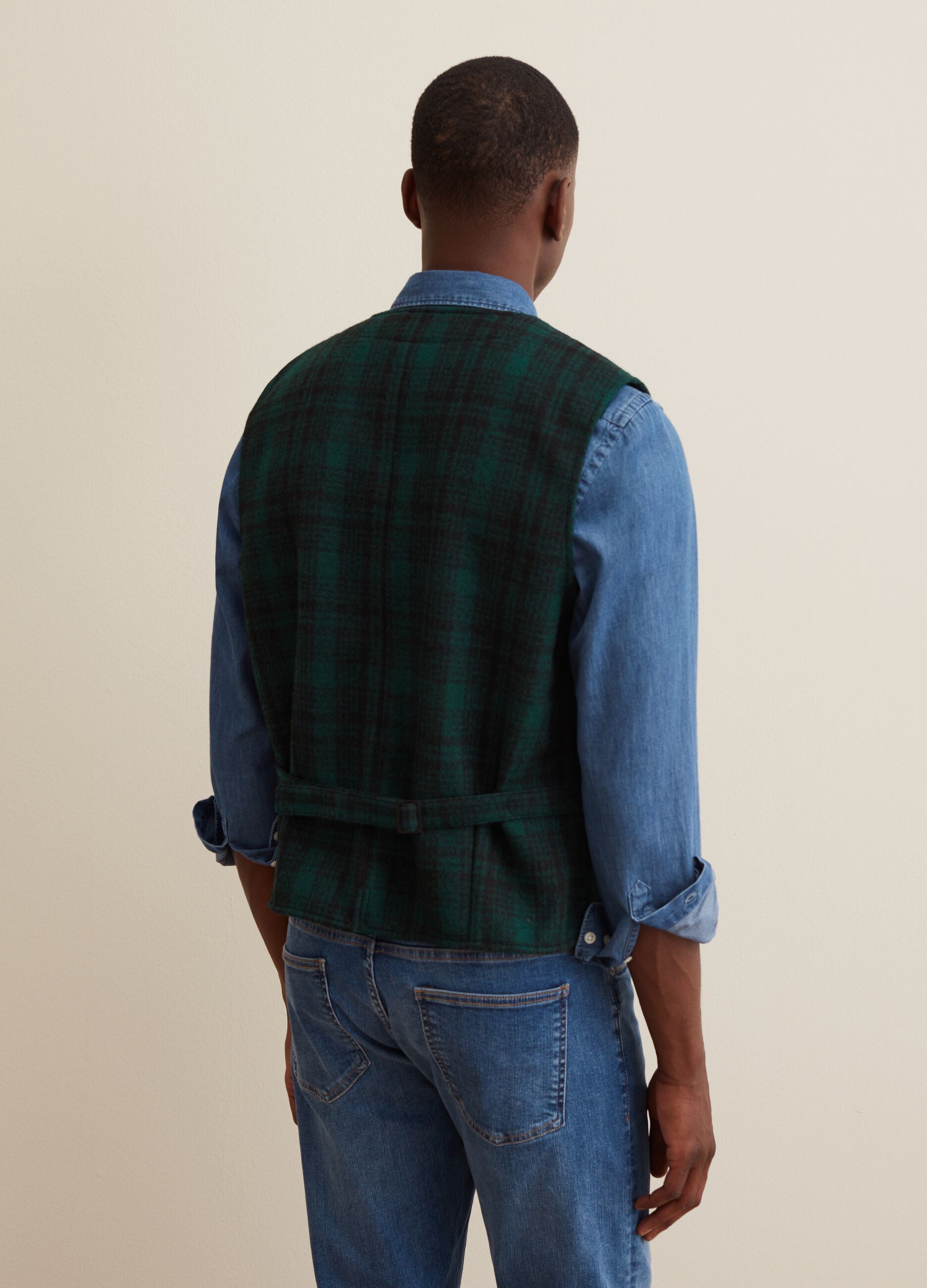 Cloth gilet with check pattern_2