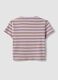 T-shirt crop viola in puro cotone a righe con stampa_6