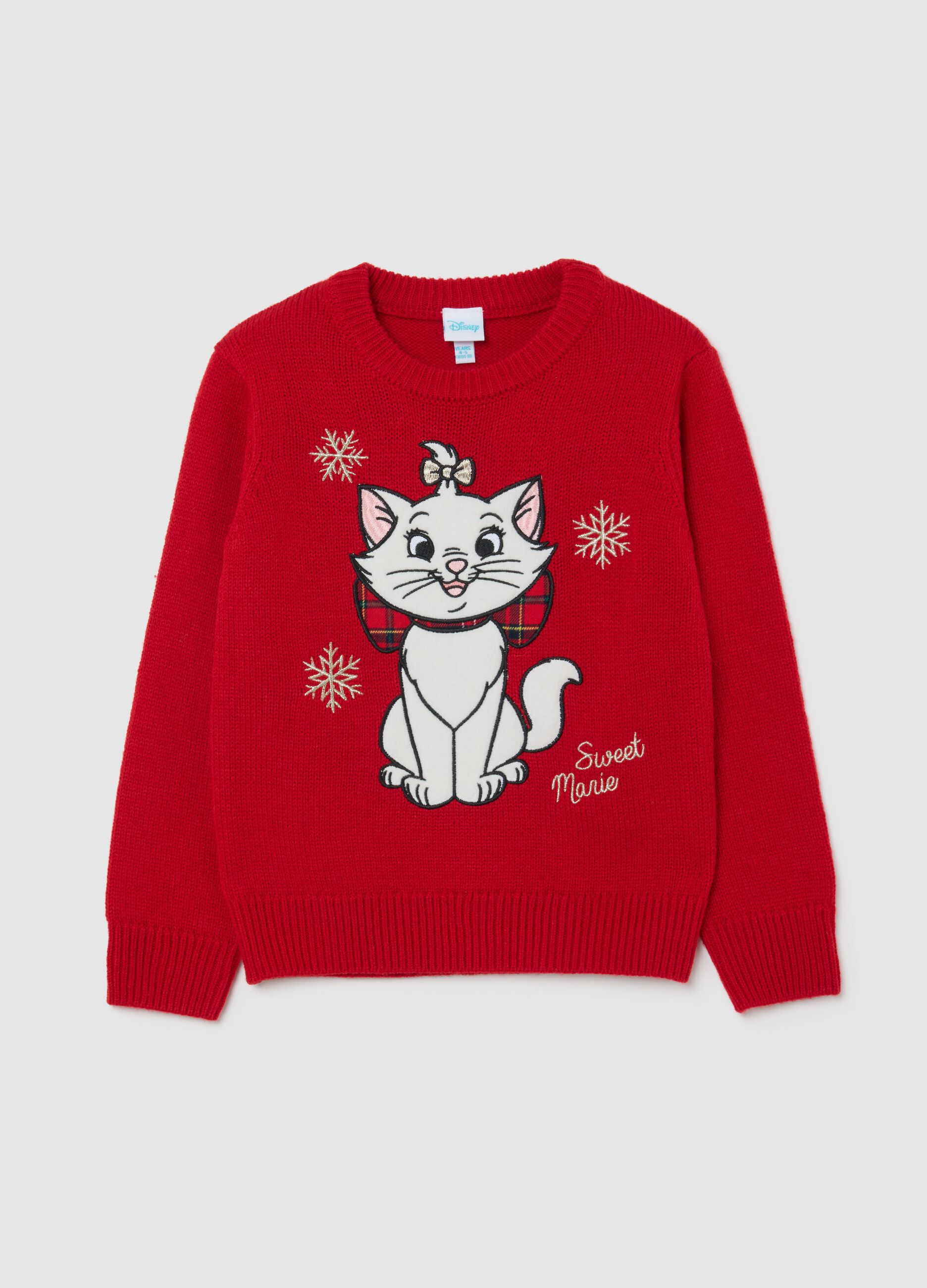 Roter Weihnachts-Pullover f&uuml;r M&auml;dchen, Regular Fit, mit Disney-Stickerei