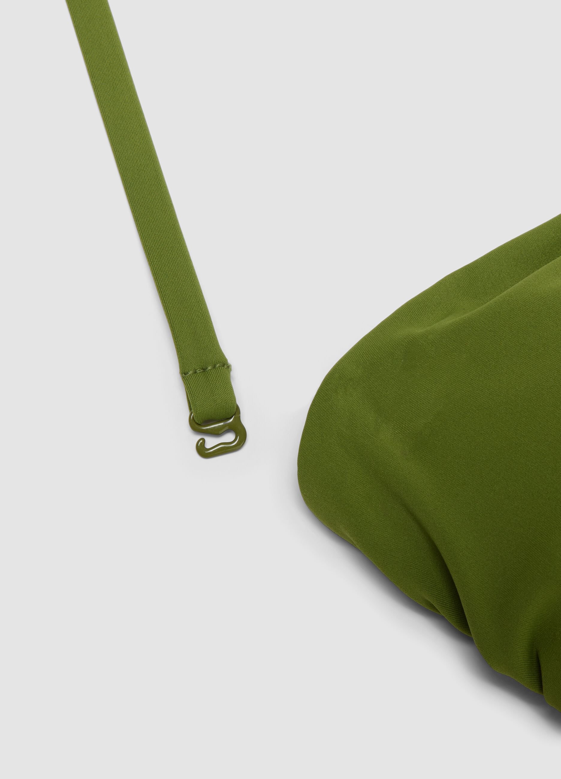 Green stretch one-piece swimsuit with removable straps