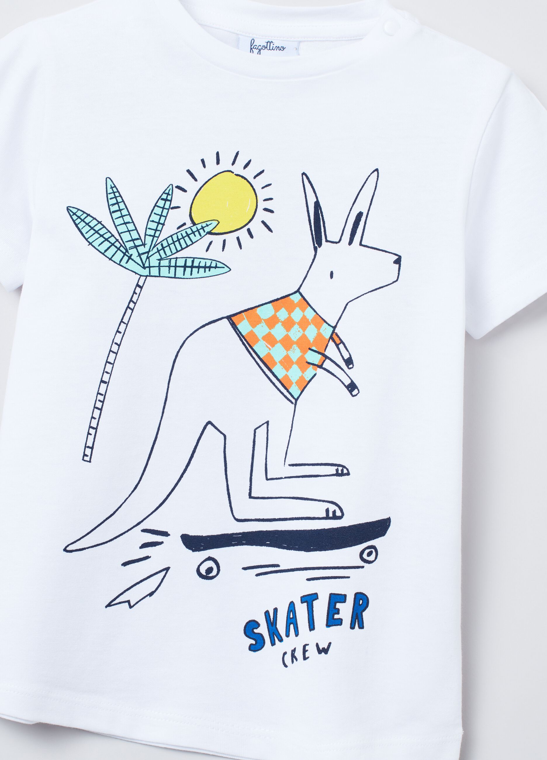 Camiseta de algodón estampado canguro patinador