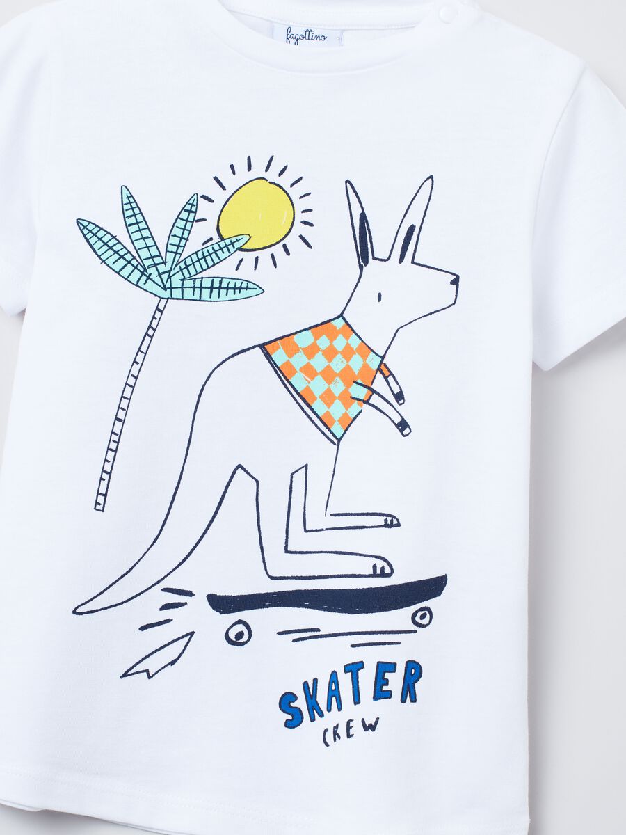 Camiseta de algodón estampado canguro patinador_1