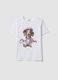 T-shirt bianca in puro cotone jersey e stampa cagnolino regular fit_4