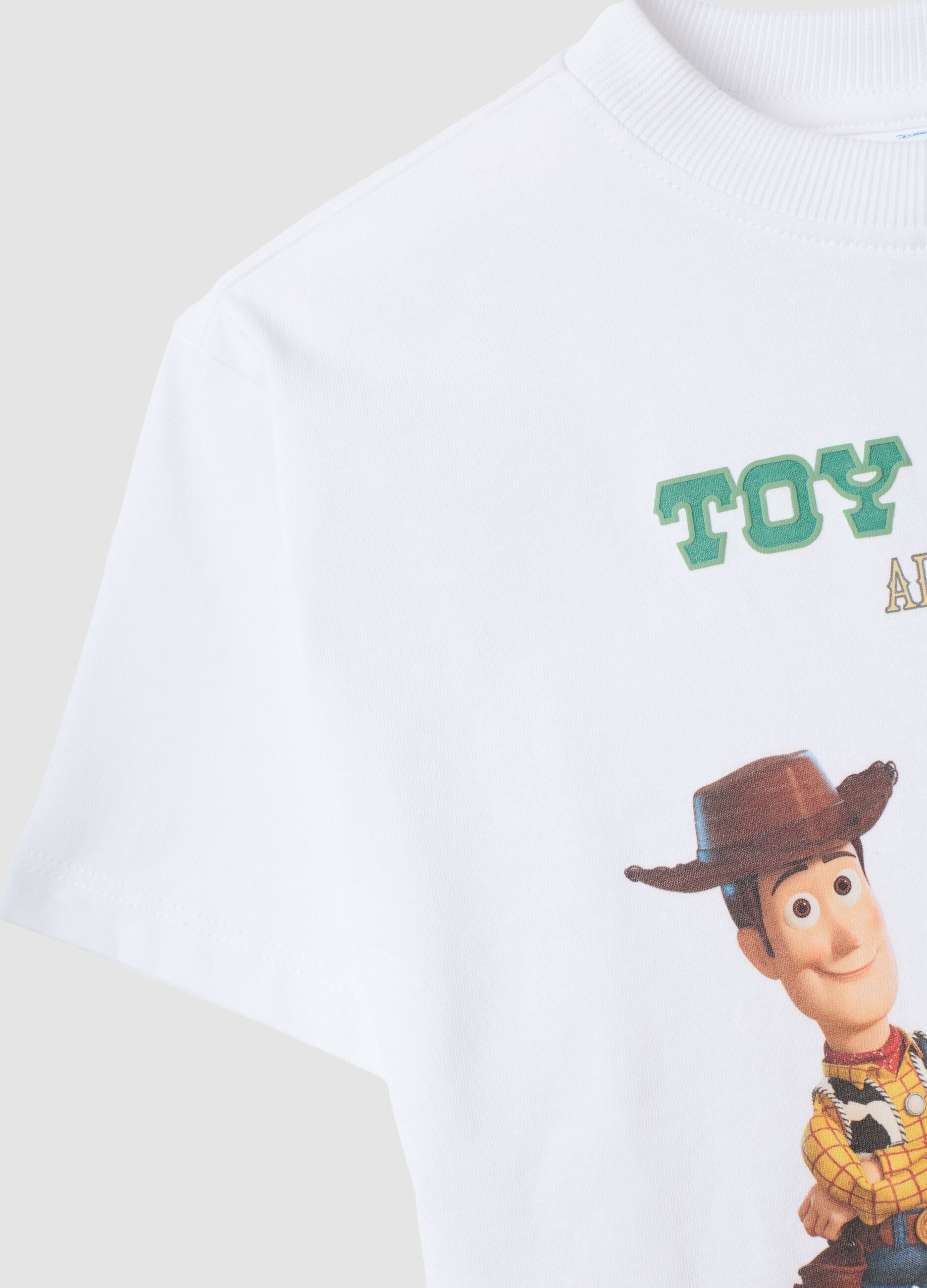 White pure cotton Toy Story print T-shirt for boys